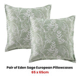 Darrahopens Home & Garden > Bedding Bianca Pair of Eden Sage European Pillowcases