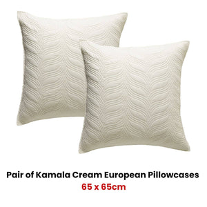 Darrahopens Home & Garden > Bedding Bianca Pair of Kamala Cream European Pillowcases