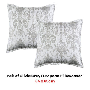 Darrahopens Home & Garden > Bedding Bianca Pair of Olivia Grey European Pillowcases