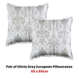 Darrahopens Home & Garden > Bedding Bianca Pair of Olivia Grey European Pillowcases