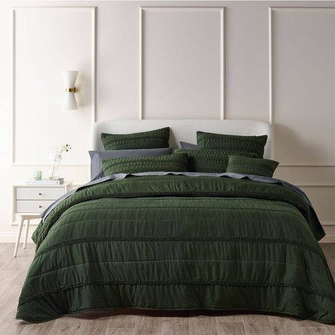 Darrahopens Home & Garden > Bedding Bianca Vienna Green Textured Bedspread Set Double