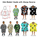 Darrahopens Home & Garden > Bedding Blanket Hoodie with Sherpa Reverse Aqua Robots