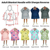 Darrahopens Home & Garden > Bedding Blanket Hoodie with Sherpa Reverse Plain Coral