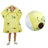 Darrahopens Home & Garden > Bedding Blanket Hoodie with Sherpa Reverse Yellow Avacado