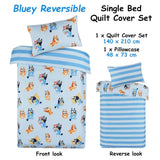 Darrahopens Home & Garden > Bedding Caprice Bluey Bingo Reversible Striped Licensed Quilt Cover Set Single