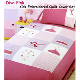 Darrahopens Home & Garden > Bedding Diva Girls Accessories Embroidered Quilt Cover Set Single