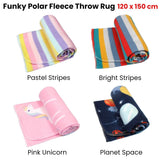 Darrahopens Home & Garden > Bedding Funky Cute Polar Fleece Throw Rug Bright Stripes