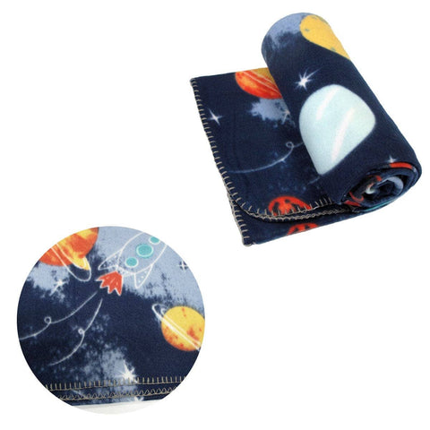 Darrahopens Home & Garden > Bedding Funky Cute Polar Fleece Throw Rug Navy Planet Space