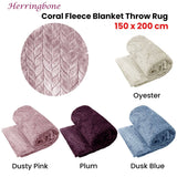 Darrahopens Home & Garden > Bedding Herringbone Coral Fleece Blanket Throw Rug 150x200 cm Blue