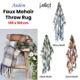 Darrahopens Home & Garden > Bedding J Elliot Home Aiden Navy Multi Faux Mohair Throw Rug with Fringe 130 x 160cm