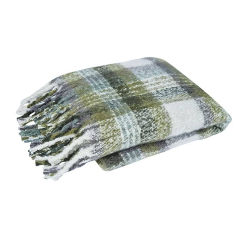 Darrahopens Home & Garden > Bedding J Elliot Home Aiden Olive Multi Faux Mohair Throw Rug with Fringe 130 x 160cm