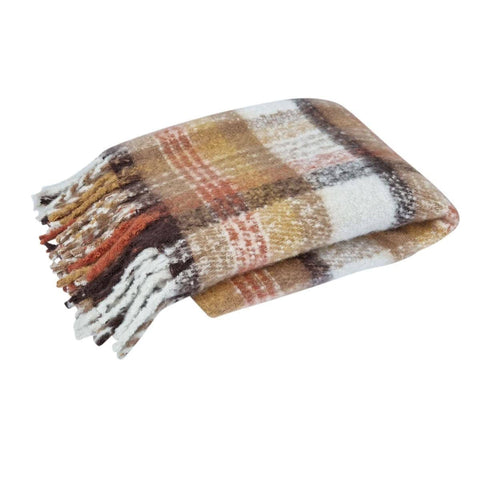 Darrahopens Home & Garden > Bedding J Elliot Home Aiden Sand Multi Faux Mohair Throw Rug with Fringe 130 x 160cm