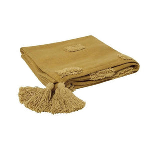 Darrahopens Home & Garden > Bedding J Elliot Home Quinn 100% Cotton Textured Throw 130 x 160 cm Ochre & Jojoba