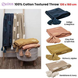 Darrahopens Home & Garden > Bedding J Elliot Home Quinn 100% Cotton Textured Throw 130 x 160 cm Ochre & Jojoba