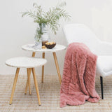 Darrahopens Home & Garden > Bedding J Elliot Home Rita Dusty Peach Faux Mohair Throw Rug 130 x 160cm