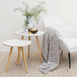 Darrahopens Home & Garden > Bedding J Elliot Home Rita Silver Grey Faux Mohair Throw Rug 130 x 160cm