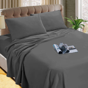 Darrahopens Home & Garden > Bedding Kingtex Micro Flannelette Sheet Set 40 cm Wall Charcoal Queen