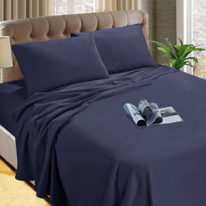 Darrahopens Home & Garden > Bedding Kingtex Micro Flannelette Sheet Set 40 cm Wall Denim Double