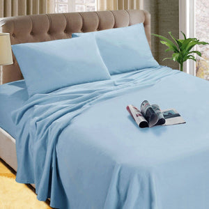 Darrahopens Home & Garden > Bedding Kingtex Micro Flannelette Sheet Set 40 cm Wall Steel Blue Queen