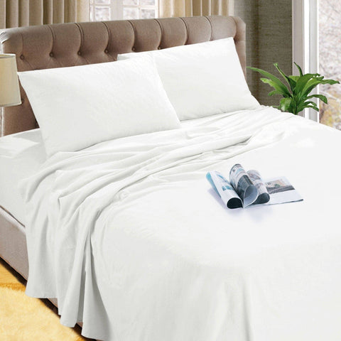 Darrahopens Home & Garden > Bedding Kingtex Micro Flannelette Sheet Set 40 cm Wall White Queen