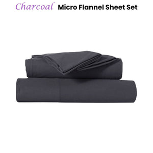 Darrahopens Home & Garden > Bedding Kingtex Ultra-Soft Micro Flannel Sheet Set 40 cm Wall Charcoal King Single