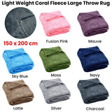 Darrahopens Home & Garden > Bedding Light Weight Coral Fleece Throw Rug 150x200 cm Charcoal