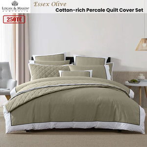 Darrahopens Home & Garden > Bedding Logan and Mason Essex Olive Cotton-rich Percale Print Quilt Cover Set Super King