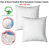 Darrahopens Home & Garden > Bedding Pair of Duck Feather Rich Fill European Cushion Inserter 65 x 65 cm