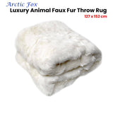 Darrahopens Home & Garden > Bedding Radisson Arctic Fox Off White Luxury Animal Faux Fur Throw Rug 127 x 152 cm