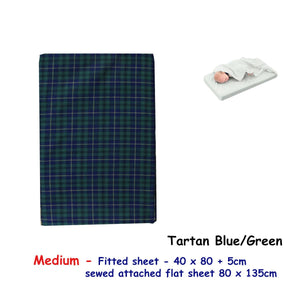 Darrahopens Home & Garden > Bedding Tartan Blue Green Bassinet Fitted Sheet with a Flat Sheet Sewed Attached