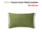 Darrahopens Home & Garden > Bedding Vintage Design Homewares Olive French Linen Filled Cushion Oblong - 35cm x 55cm