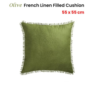 Darrahopens Home & Garden > Bedding Vintage Design Homewares Olive French Linen Filled Cushion Square - 55cm x 55cm