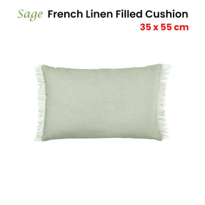 Darrahopens Home & Garden > Bedding Vintage Design Homewares Sage French Linen Filled Cushion Oblong - 35cm x 55cm