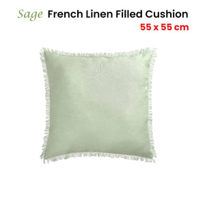 Darrahopens Home & Garden > Bedding Vintage Design Homewares Sage French Linen Filled Cushion Square - 55cm x 55cm