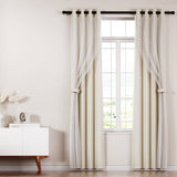 Darrahopens Home & Garden > Curtains Artiss 2X 132x160cm Blockout Sheer Curtains Beige