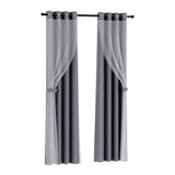 Darrahopens Home & Garden > Curtains Artiss 2X 132x213cm Blockout Sheer Curtains Charcoal