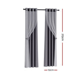 Darrahopens Home & Garden > Curtains Artiss 2X 132x213cm Blockout Sheer Curtains Charcoal