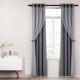 Darrahopens Home & Garden > Curtains Artiss 2X 132x213cm Blockout Sheer Curtains Charcoal