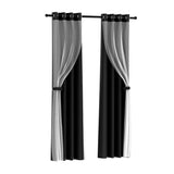 Darrahopens Home & Garden > Curtains Artiss 2X 132x274cm Blockout Sheer Curtains Black