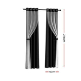 Darrahopens Home & Garden > Curtains Artiss 2X 132x274cm Blockout Sheer Curtains Black