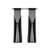 Darrahopens Home & Garden > Curtains Artiss 2X 132x274cm Blockout Sheer Curtains Black