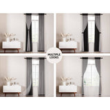 Darrahopens Home & Garden > Curtains Artiss 2X 132x274cm Blockout Sheer Curtains Black