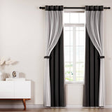 Darrahopens Home & Garden > Curtains Artiss 2X 132x274cm Blockout Sheer Curtains Black