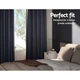 Darrahopens Home & Garden > Curtains Artiss 2X Blockout Curtains Blackout Window Curtain Eyelet 240x230cm Charcoal