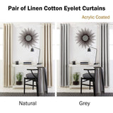 Darrahopens Home & Garden > Curtains Designers Choice Pair of Linen Cotton Coated Eyelet Curtains Natural 140 x 213cm