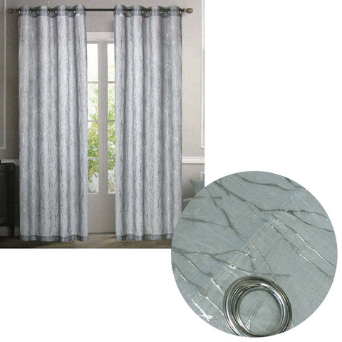 Darrahopens Home & Garden > Curtains Pair of Sheer Eyelet Curtains Grey with Silver Foils 137 x 213 cm