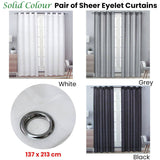 Darrahopens Home & Garden > Curtains Pair of Solid Colour Sheer Eyelet Curtains 137 x 213 cm Black