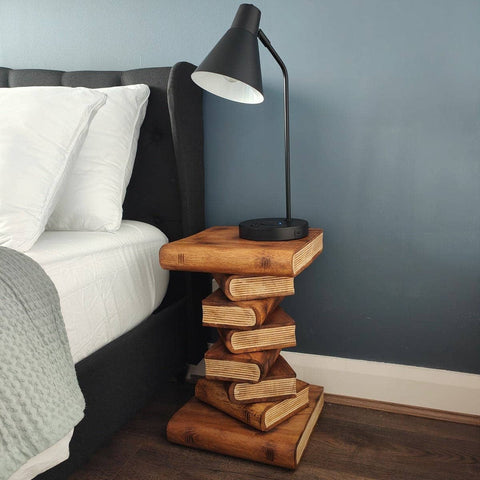 Darrahopens Home & Garden > Decor Book Stack Bedside Table/Corner Table/Plant Stand Raintree Wood Natural Finish