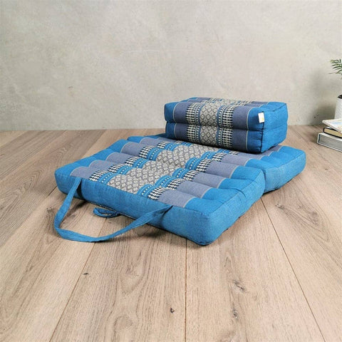 Darrahopens Home & Garden > Decor Foldable Meditation Cushion + Seating Block Set Blue