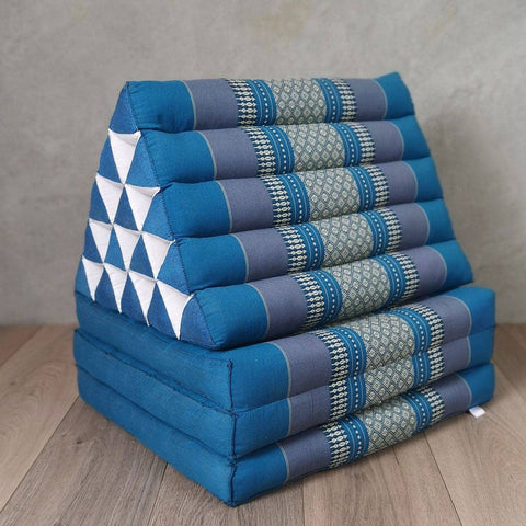 Darrahopens Home & Garden > Decor Jumbo Thai Triangle Pillow THREE FOLDS BLUE